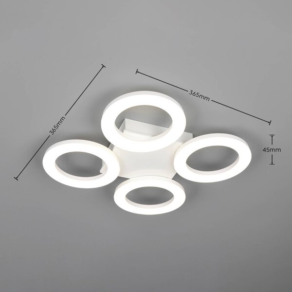 Reality Leuchten Stropné LED svetlo Cemi, okrúhle, biele, plastové, 4 000 K, Biela / opálová, Kuchyňa, Plast, Moderný, Závesné svietidlo