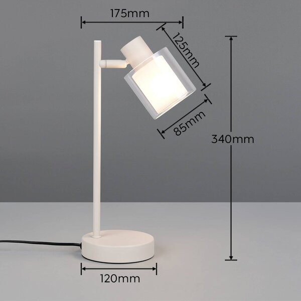 Reality Leuchten Stolová lampa Neralo, svetlosivá, kov, výška 35,5 cm, E14, Hliník / sivá / zinok, Obývacia izba / jedáleň, kov, Stojacie svietidlo