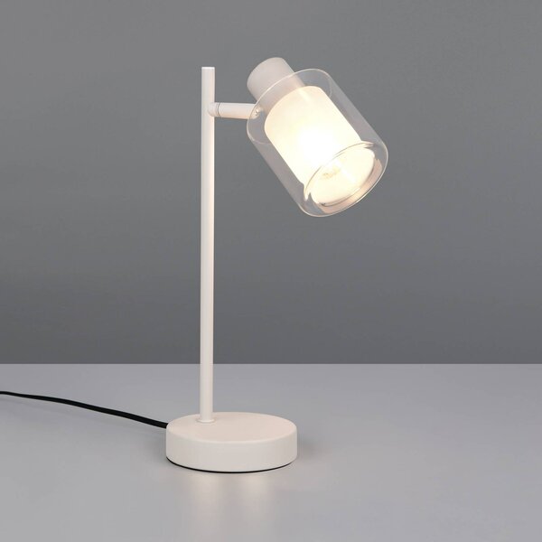 Reality Leuchten Stolová lampa Neralo, svetlosivá, kov, výška 35,5 cm, E14, Hliník / sivá / zinok, Obývacia izba / jedáleň, kov, Stojacie svietidlo