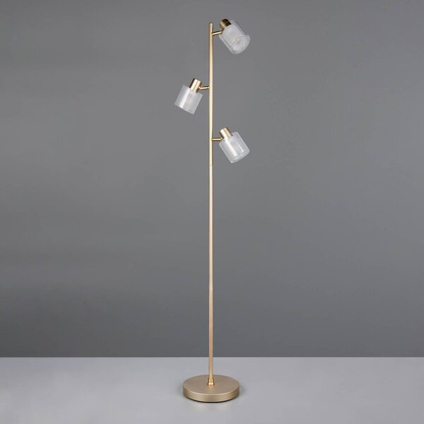Reality Leuchten Stojacia lampa Neralo, zlatá, kovová, výška 154,5 cm, E14, Mosadz / zlato, Obývacia izba / jedáleň, kov, Stojaca lampa