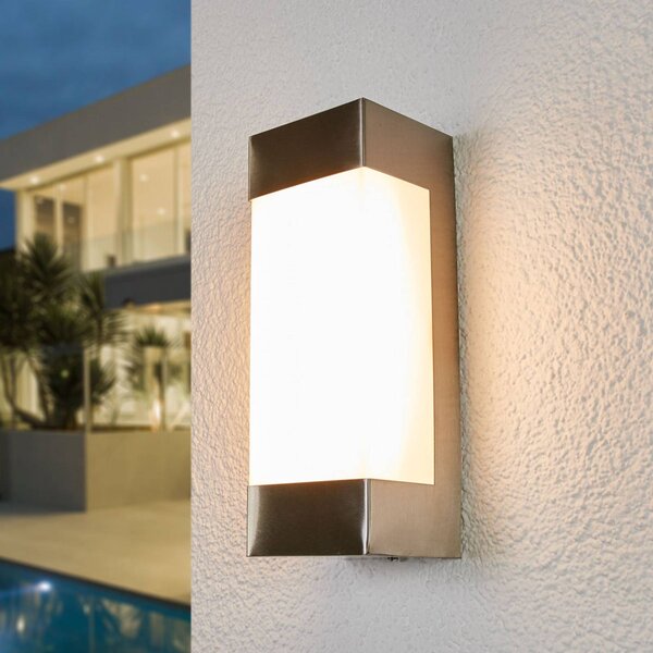 Lindby LED vonkajšie nástenné svietidlo Severina, výška 25 cm, nerezová oceľ, Hliník / sivá / zinok, Nehrdzavejúca oceľ, Moderný, Nástenné svietidlo