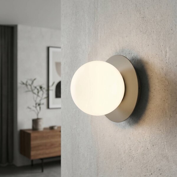 EMIBIG LIGHTING Nástenné svetlo Minerva, opálová/béžová, Ø 15 cm, sklo/kov, E14, Krémová / jantárovo žltá, Obývacia izba / jedáleň, Sklo, Moderný, Nástenné svietidlo