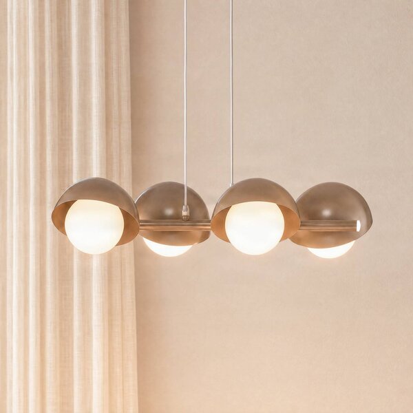 EMIBIG LIGHTING Závesné svietidlo Boom 4, béžové, sklo/oceľ, dĺžka 60 cm, Krémová / jantárovo žltá, Obývacia izba / jedáleň, Sklo, Moderný, Závesné svietidlo