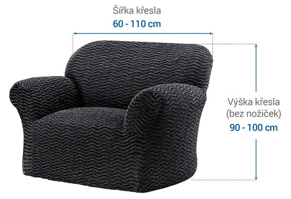 Bielastické poťahy CRISTINA antracitová kreslo (š. 60 - 110 cm)