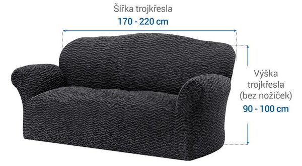 Bielastické poťahy CRISTINA antracitová trojkreslo (š. 170 - 220 cm)