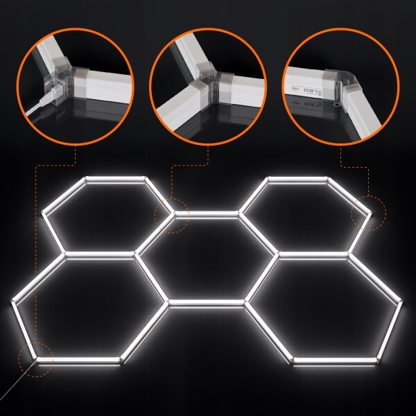 LED stmievateľné stropné svietidlo HEXAGON LED/240W/85-265V 5000K CRI 90 IP54 biela