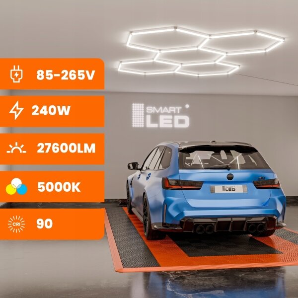 LED stmievateľné stropné svietidlo HEXAGON LED/240W/85-265V 5000K CRI 90 IP54 biela