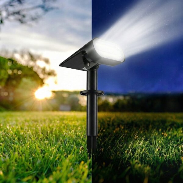 LED solárna lampa 2 v 1 LED/3,7 V 1200 mAh IP54 čierna