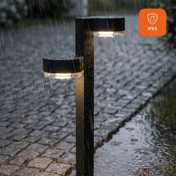 Solárna LED lampa 2xLED/1W/3,7V 1200 mAh 55 cm IP65 čierna