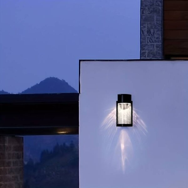 LED solárne nástenné svietidlo LED/3,7 V 300 mAh IP44 čierne