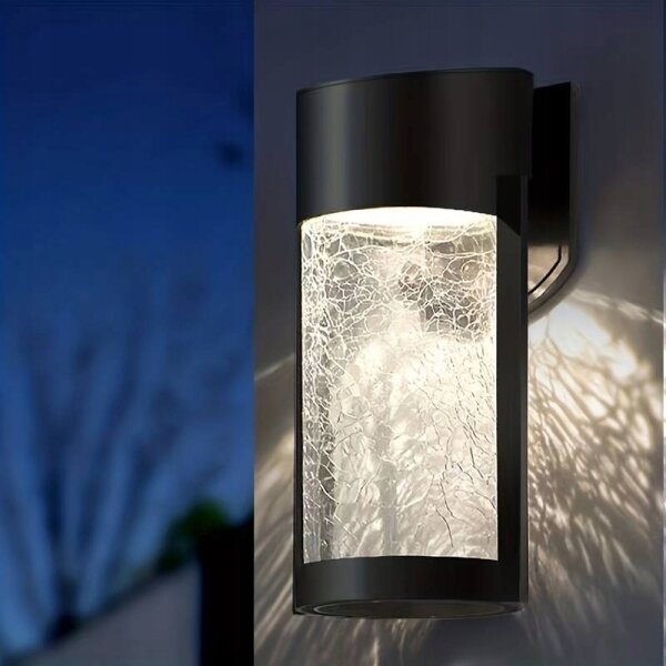 LED solárne nástenné svietidlo LED/3,7 V 300 mAh IP44 čierne