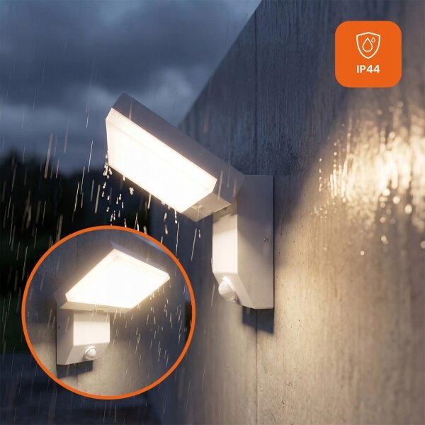 LED Vonkajšie nástenné svietidlo so senzorom LED/18W/230V IP44 biele