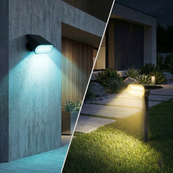 LED RGB Solárna lampa 2v1 LED/3,7V 1200 mAh IP54 čierna
