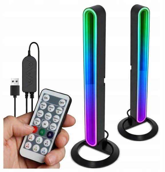 SADA 2x LED RGBIC Stmievateľná stolová lampa LED/5W/5V čierna + diaľkové ovládanie