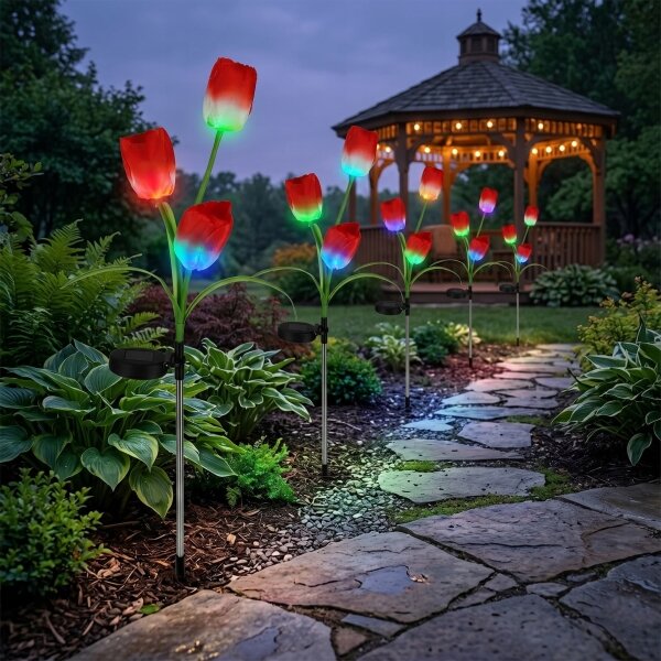 LED RGB Solárne dekoratívne svietidlo 3xLED/3,7V 200 mAh IP44 tulipán