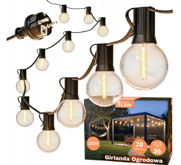 LED vonkajšia dekoratívna reťaz 36xE12/1W/230V 22,35 m IP65 čierna