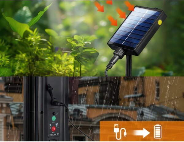 LED RGB solárna dekoratívna svetelná reťaz 15xLED/18 funkcií USB 6 m IP44 čierna