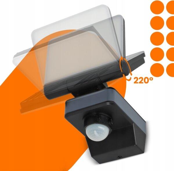 LED reflektor s pohybovým a súmrakovým senzorom LED/24W/230V 4200K IP54 čierna