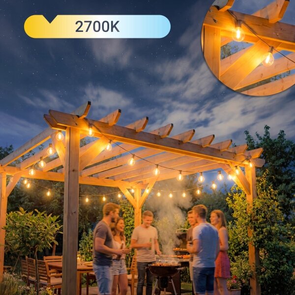 LED vonkajšia dekoratívna reťaz 36xE12/1W/230V 22,35 m IP65 čierna