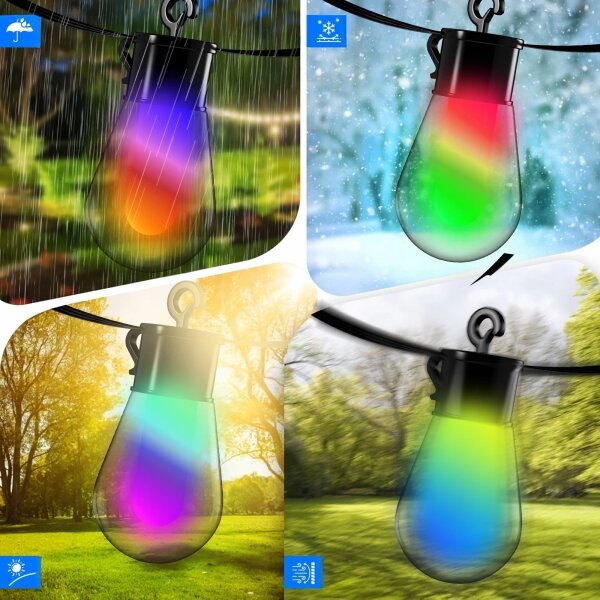 LED RGB solárna dekoratívna svetelná reťaz 15xLED/18 funkcií USB 6 m IP44 čierna