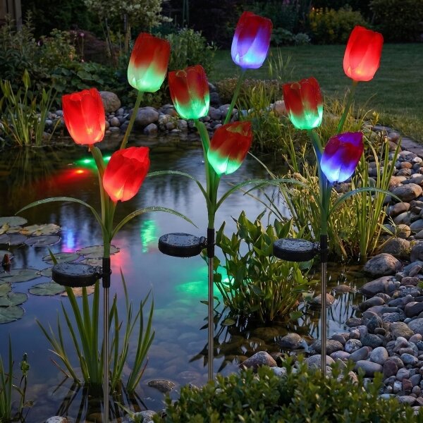 LED RGB Solárne dekoratívne svietidlo 3xLED/3,7V 200 mAh IP44 tulipán