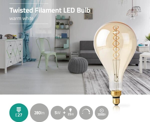 Nedis LEDBTFE27A160 - LED Stmievateľná žiarovka FILAMENT A160 E27/5W/230V 2000K