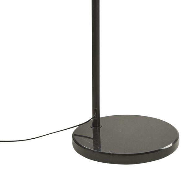 Stojaca lampa čierna medená kov mramorový podstavec bavlnené okrúhle tienidlo 197 cm moderný glamour štýl osvetlenie