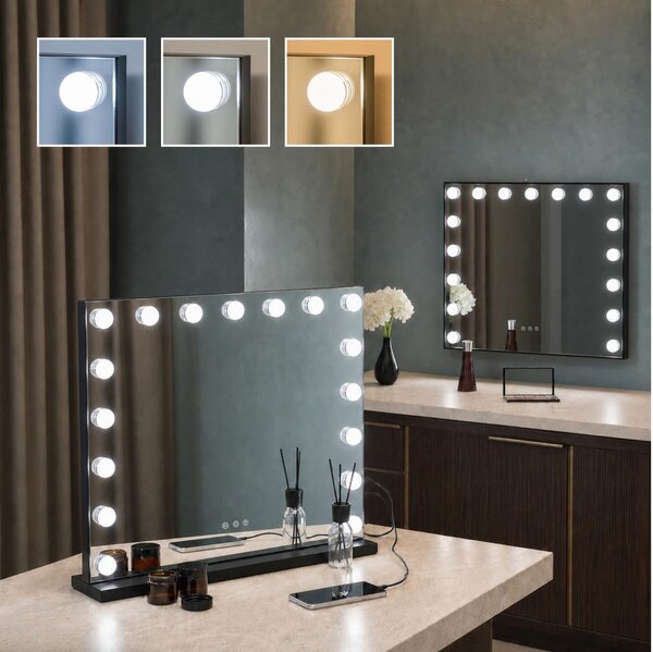 BRILAGI - LED Stmievateľné make-up zrkadlo HOLLYWOOD LED/15W/230V 60x50 cm čierna