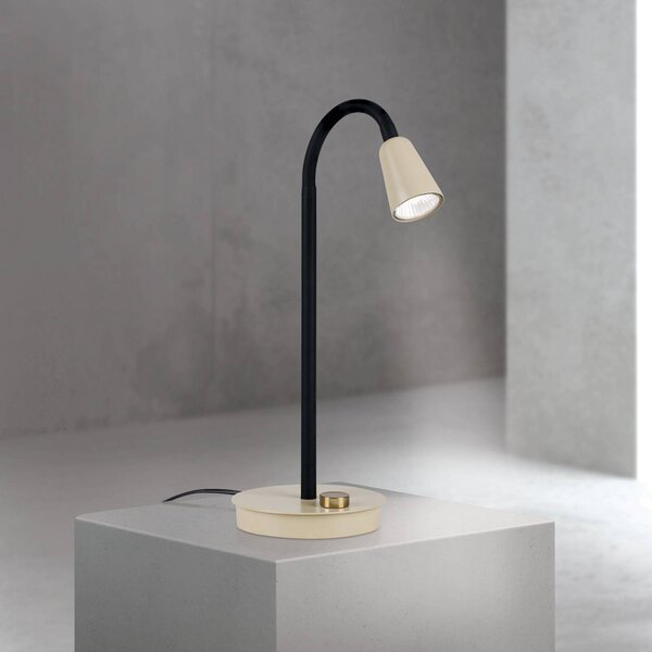 Stolová lampa Dotty, khaki, výška 45 cm, podstavec, stmievač, GU10, Krémová / jantárovo žltá, Obývacia izba / jedáleň, kov, Moderný, Stojacie svietidlo