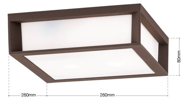 ORION Vonkajšie svietidlo Henry, corten, tlakovo liaty hliník, IP44, Hnedá / hrdzavá, Hliník, Moderný, Stropné svetlo