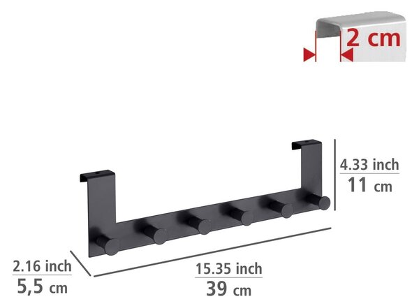 Čierny kovový vešiak na dvere 39 cm Celano – Wenko