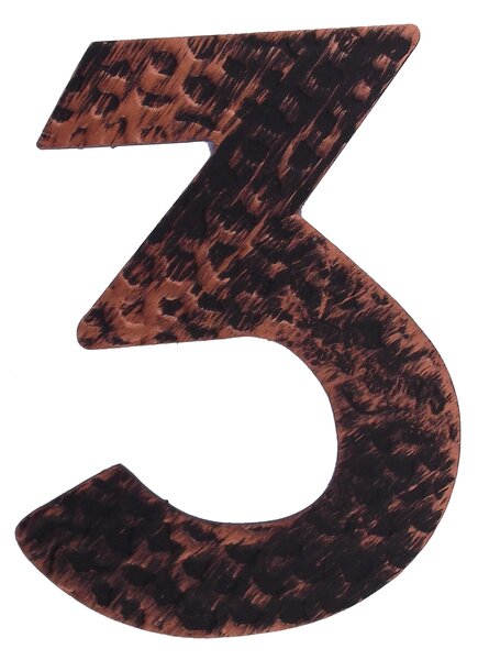 Kovaná číslica "3" meď
