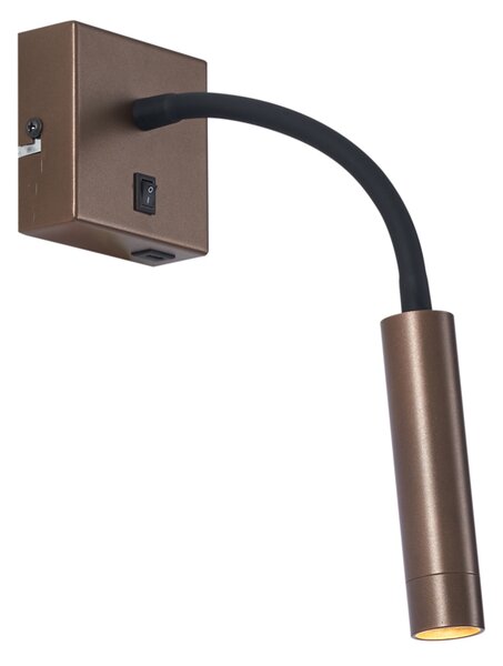 Moderné bronzové nástenné svietidlo s portom USB-C - Gosna