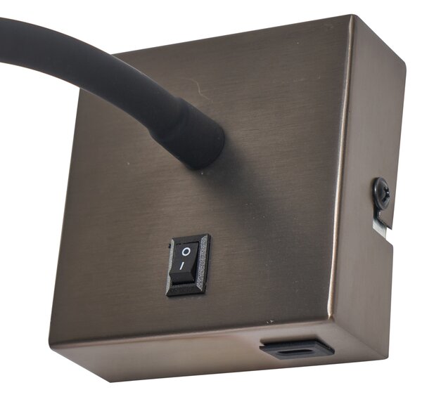 Moderné nástenné svietidlo Gunmetal s portom USB-C - Gosna