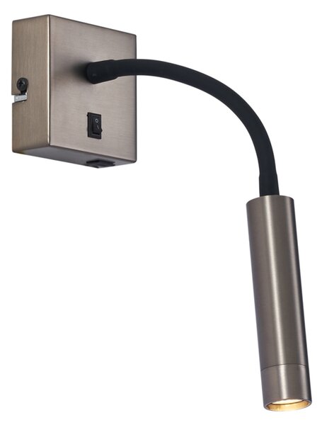 Moderné nástenné svietidlo Gunmetal s portom USB-C - Gosna