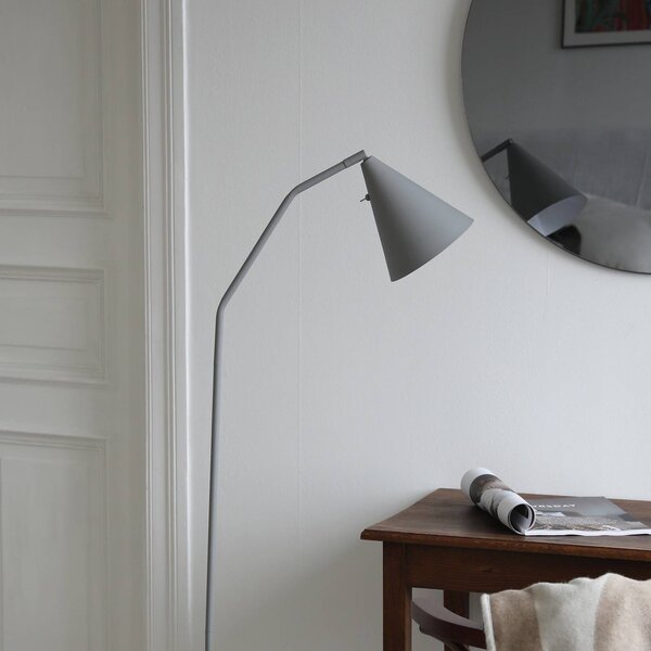 Markslöjd LED stojaca lampa Funil, sivá, kov, stmievateľná, Hliník / sivá / zinok, Obývacia izba / jedáleň, kov, Moderný, Stojaca lampa