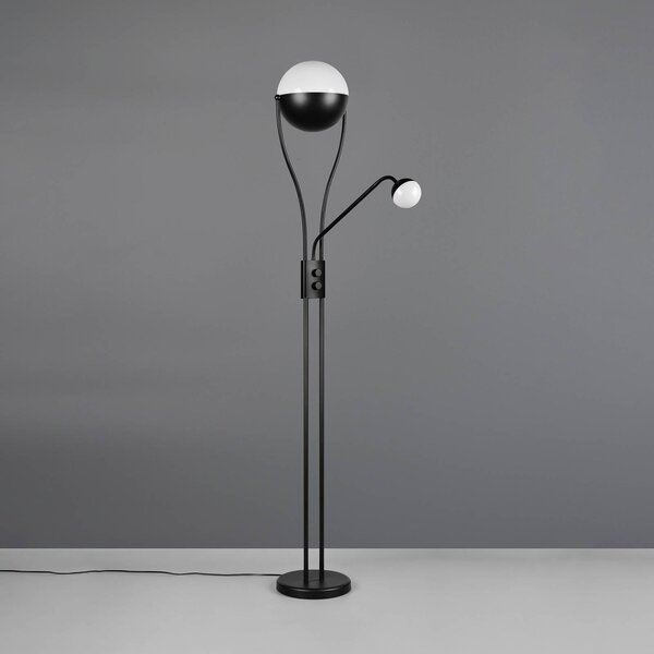 Trio Lighting LED stojaca lampa Chris, čierna, kovová, na čítanie, stmievač, Čierna, Obývacia izba / jedáleň, kov, Moderný, Svetlo na čítanie