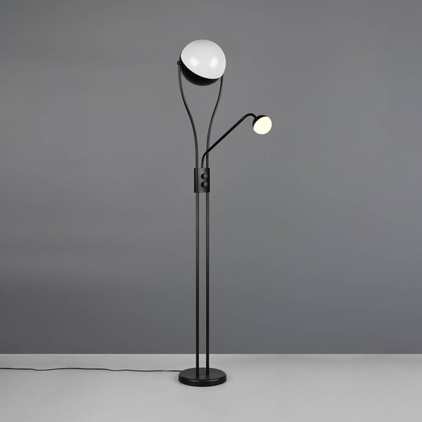 Trio Lighting LED stojaca lampa Chris, čierna, kovová, na čítanie, stmievač, Čierna, Obývacia izba / jedáleň, kov, Moderný, Svetlo na čítanie