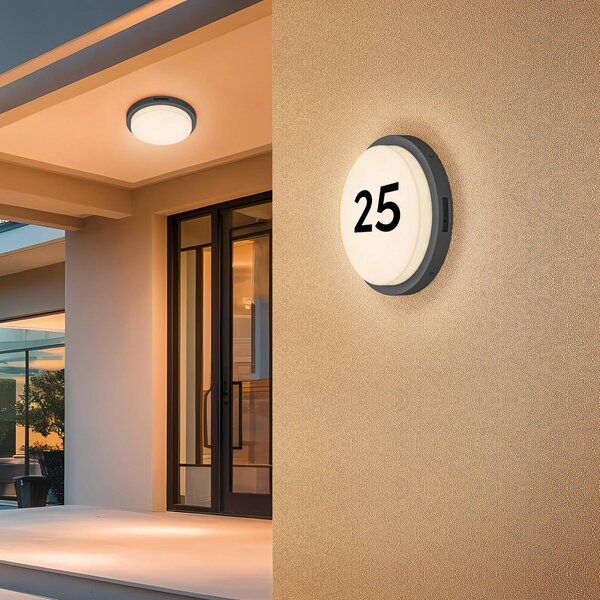 Trio Lighting LED vonkajšie nástenné svietidlo Bermejo, okrúhle, senzor, antracitová, Čierna, kov, Nástenné svietidlo