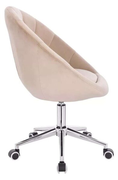 LuxuryForm DESIGN Kreslo VERA VELUR na striebornej podstave s kolieskami - latte