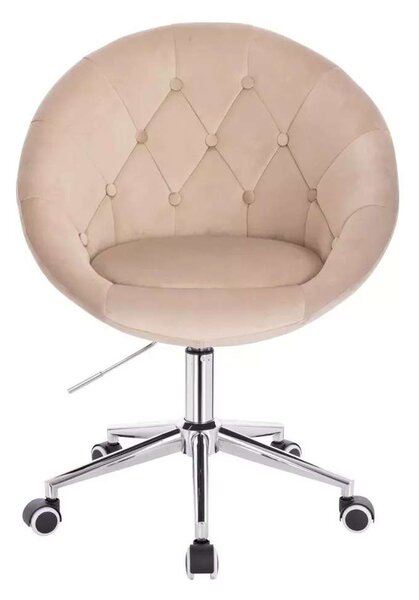 LuxuryForm DESIGN Kreslo VERA VELUR na striebornej podstave s kolieskami - latte