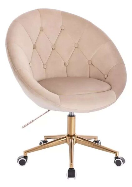 LuxuryForm DESIGN Kreslo VERA VELUR na zlatej podstave s kolieskami - latte
