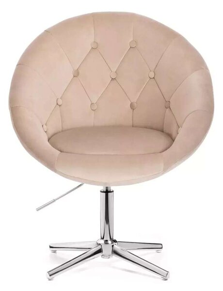 LuxuryForm DESIGN Kreslo VERA VELUR na striebornom kríži - latte