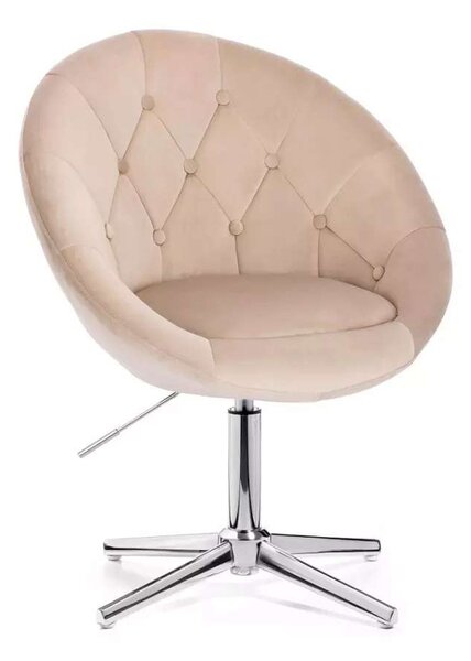 LuxuryForm DESIGN Kreslo VERA VELUR na striebornom kríži - latte