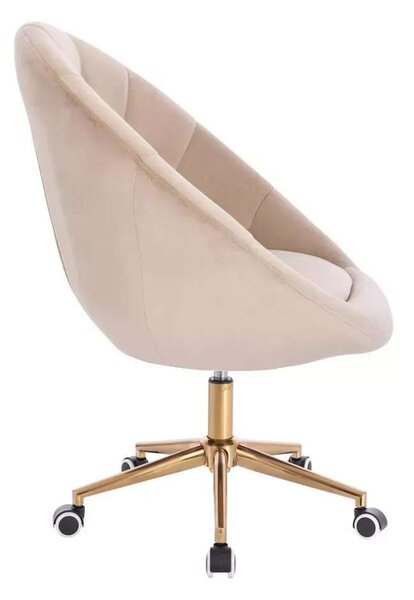 LuxuryForm DESIGN Kreslo VERA VELUR na zlatej podstave s kolieskami - latte