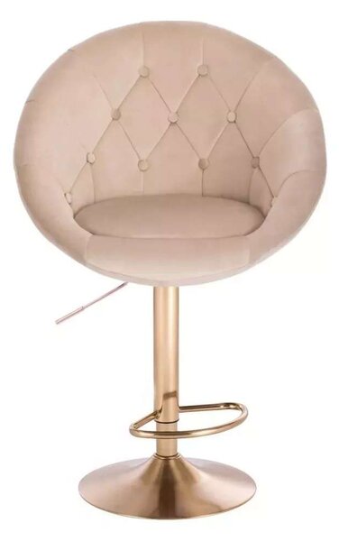 LuxuryForm DESIGN Barová stolička VERA VELUR na zlatom tanieri - latte