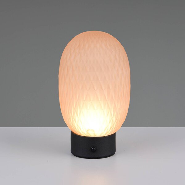Trio Lighting LED stolová lampa Facette, jantárová, USB, sklo, Krémová / jantárovo žltá, Obývacia izba / jedáleň, Sklo