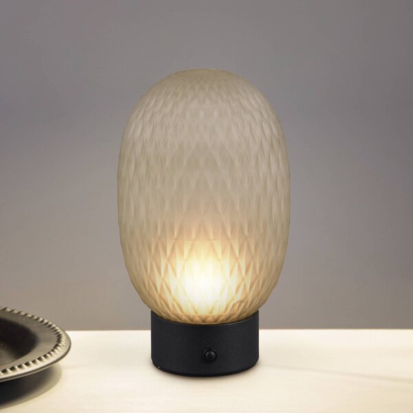 LED stolová lampa Facette, zelená, USB, sklo,, Zelená, Obývacia izba / jedáleň, Sklo