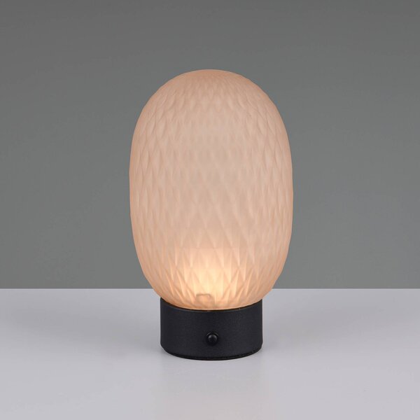 Trio Lighting LED stolová lampa Facette, jantárová, USB, sklo, Krémová / jantárovo žltá, Obývacia izba / jedáleň, Sklo