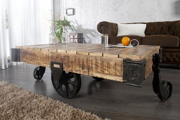 Konferenčný stolík RAIL 120 cm - mangové drevo